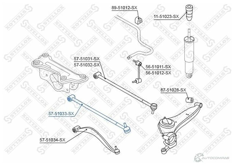 57 51033 SX рычаг задней подвески нижний левый Hyundai Santa Fe 00 STELLOX 5751033SX