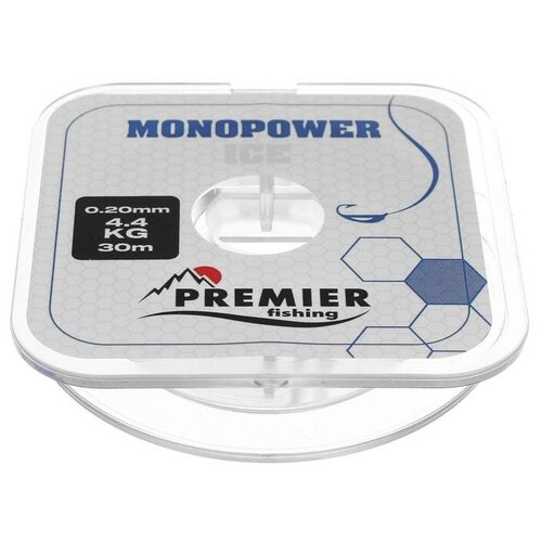 Леска PREMIER fishing MONOPOWER ICE, диаметр 0.20 мм, тест 4.4 кг, 30 м, прозрачный