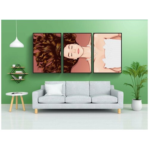 фото Набор модулных постеров для интерьера "женщина, девочка, волосы" 60x90 см. в тубусе, без рамки lotsprints