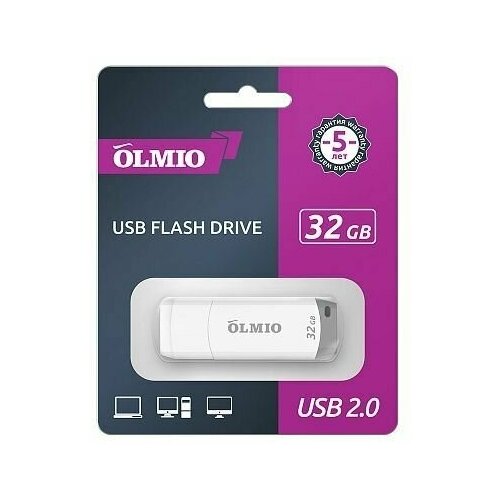 USB флешки OLMIO U-181 USB-Flash 32GB, USB2.0 белый (42091)