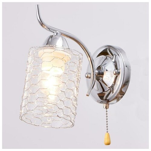 фото Бра 282813 1х60вт е27 серебро/прозрачный с серебряными ячейками сима-ленд