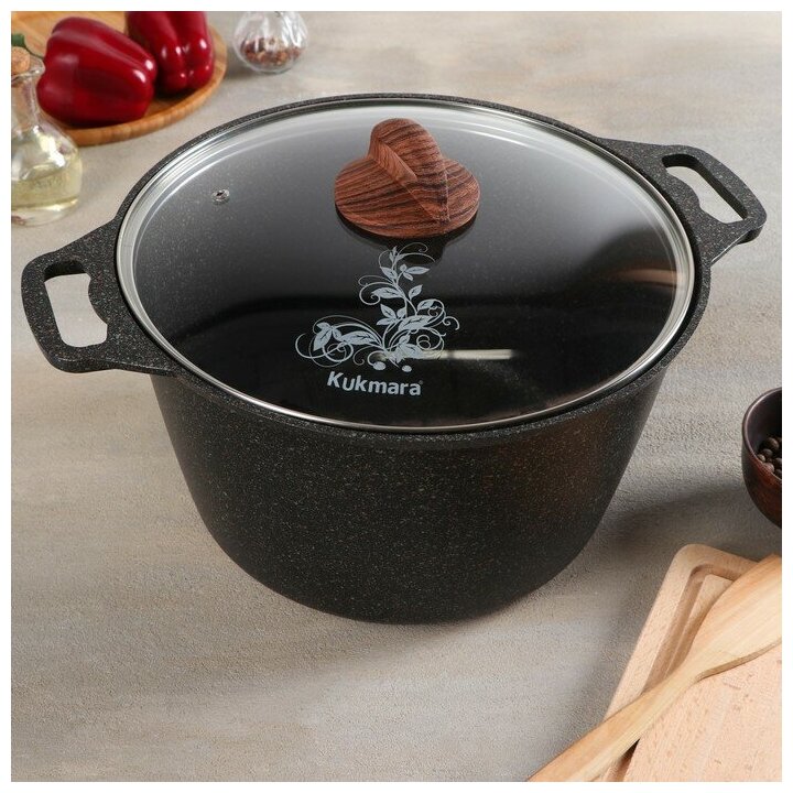 Кастрюля KUKMARA АП линия Granit ultra original, со стеклянной крышкой, 8 л
