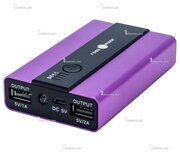 Универсальный внешний аккумулятор Ross&Moor PB03M 6000 мАч фиолетовый Металлический корпус Фонарик USB 5В/2А+USB 5В/1А