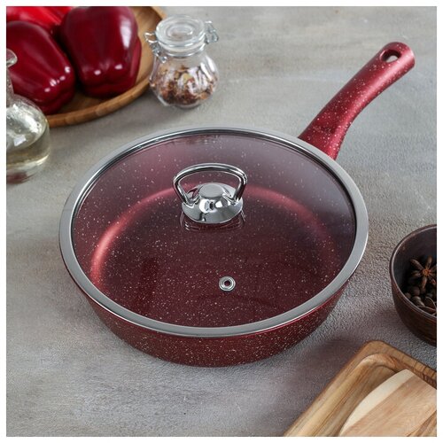 фото Сковорода d=26 см, антипригарное покрытие, индукционное дно, стеклянная крышка маруся