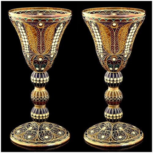 фото Набор бокалов "империал" витражная эмаль серебро 985* 2 шт русь великая