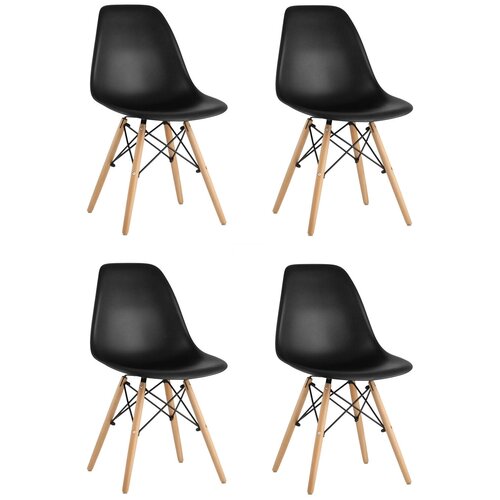 Стул Eames DSW черный пластиковый, сталь, натуральный массив бука, 4 шт.