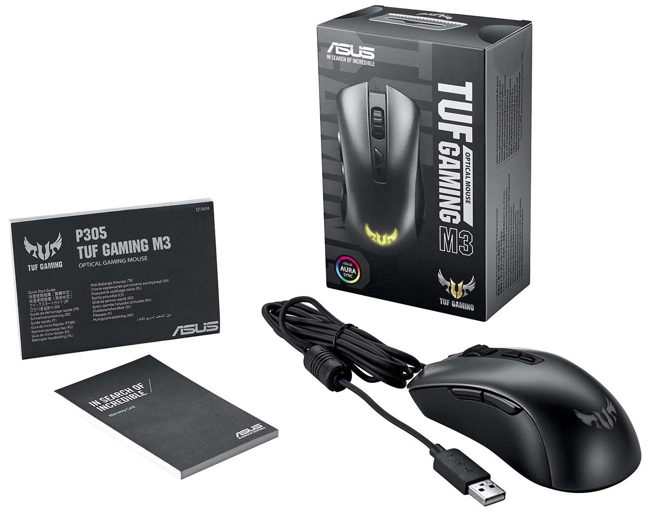 ASUS TUF Gaming M3 Игровая мышь (7 кнопок, 7000 dpi, USB, RGB подсветка, 90MP01J0-B0UA00)