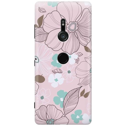 фото Re:pa накладка transparent для sony xperia xz3 с принтом "розовые цветы"