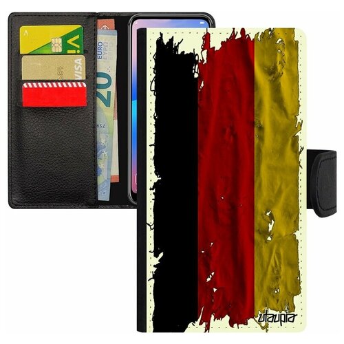 фото Чехол-книжка на мобильный apple iphone 8 plus, "флаг германии на ткани" государственный utaupia