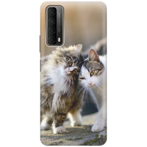 фото Силиконовый чехол на huawei p smart (2021) / хуавей п смарт (2021) с принтом "ласкающиеся кошечки gosso