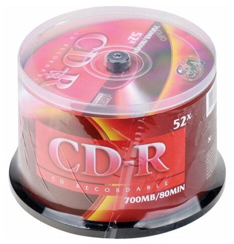 Диски CD-R VS 700Mb 52x, комплект 50 шт, Cake Box, VSCDRCB5001