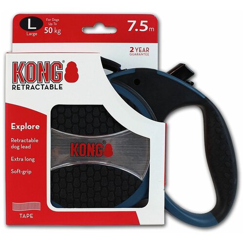 Рулетка Kong Explore до 50 кг лента синяя L, 7,5 м