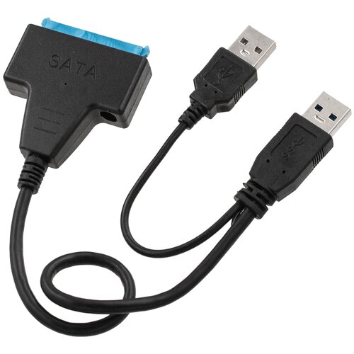 Адаптер-переходник USB 3.0 - SATA 7+15 pin для SSD 2.5 / HDD 2.5 / HDD 3.5 с разъемом под питания (без блока) переходник usb 3 0 sata 7 15 pin для ssd hdd