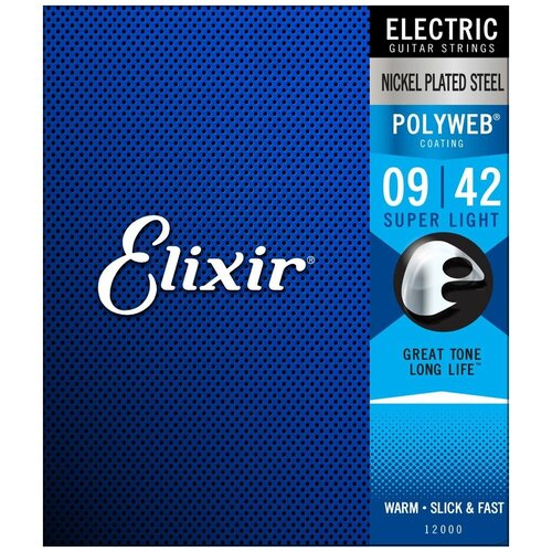 Elixir 12000 - струны Pw Super Light (009-042) elixir 11000 polyweb anti rust extra light струны для акустической гитары