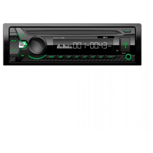 Автомагнитола ACV AVS-1718G (1din/зелен/USB/SD/FM/4*45)