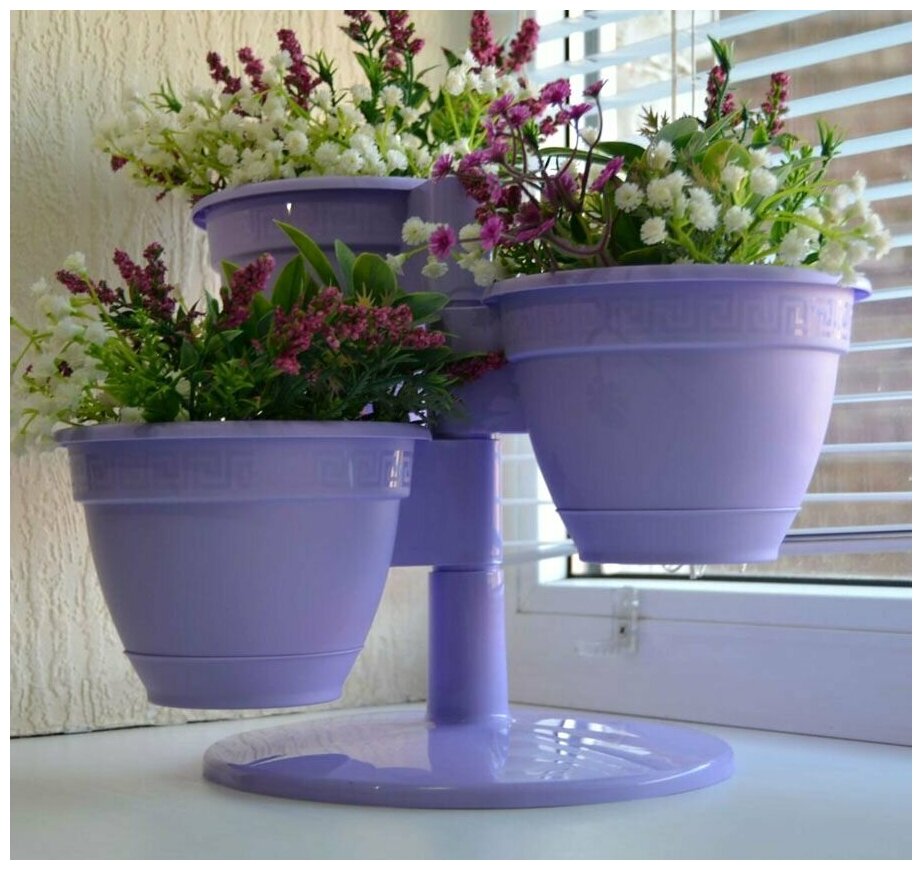 фото Каскад Антик, Лаванда из 3 горшков и подставки по d14.5см, 0.9л