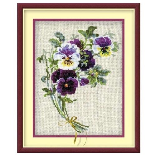 фото Набор для вышивания крестом риолис "анютины глазки", 24х30 см, арт. 1020