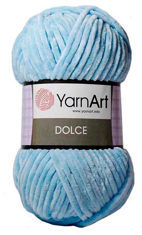 Пряжа Yarnart Dolce светло-голубой (749), 100%микрополиэстер, 120м, 100г, 1шт - фотография № 1