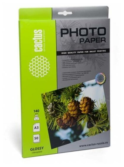 Фотобумага Cactus A3 (29.7x42 см) Глянцевая 140 г/м2 CS-GA314050