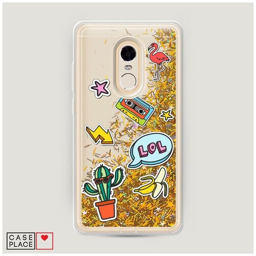 фото Чехол жидкий с блестками xiaomi redmi note 4x pop стикеры case place