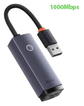 Хаб Baseus Hub Lite Series Ethernet Adapter USB to RJ45 LAN Port 1000Mbps (WKQX000113)