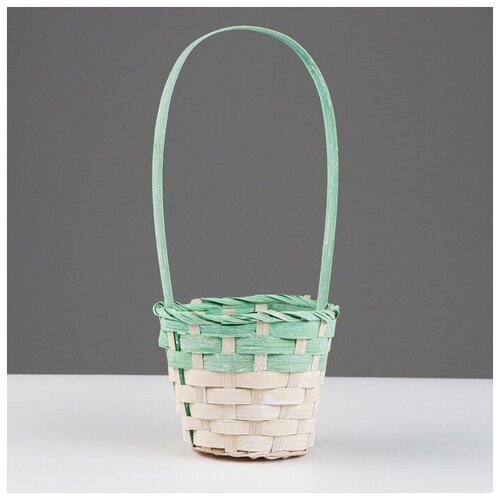 Корзина плетеная 13х9,5/28 см, зеленый, бамбук (1шт.)