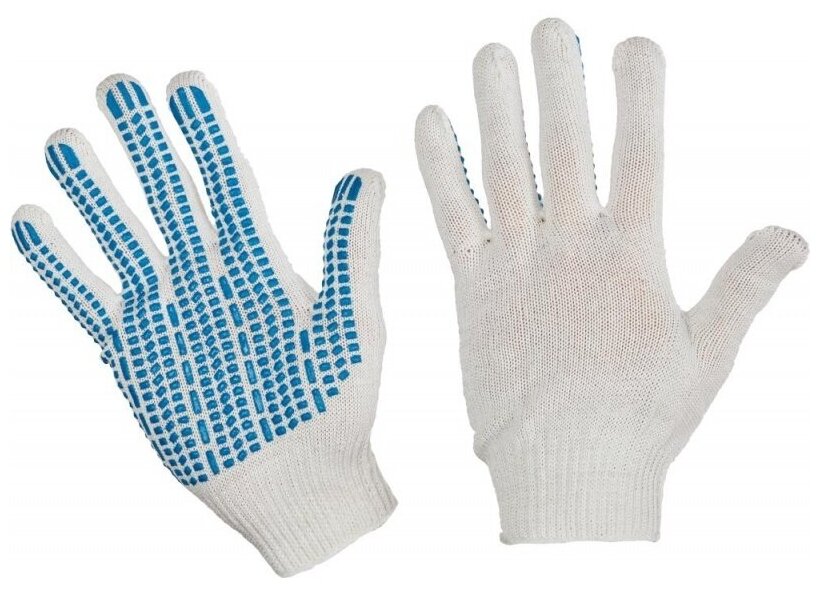 Перчатки защитные Комус трикотажные, ПВХ-покрытие, Протектор, 4 нити, 10 класс вязки, 50 пар (х/б)