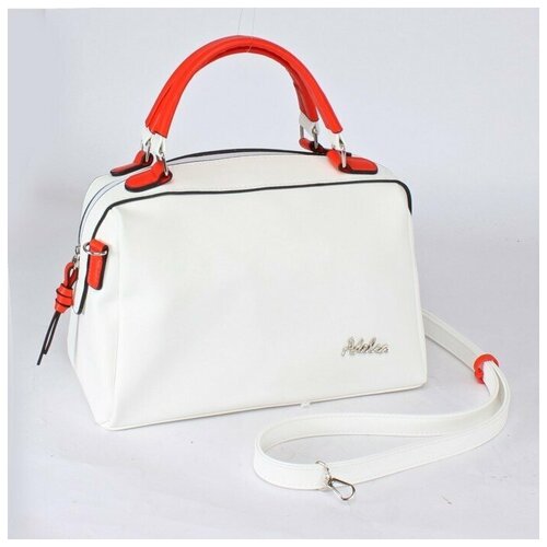 фото Сумка женская искусственная кожа adel-115/3в/мм, 1отд, плечевой ремень, белый/коралл 237382 аделия