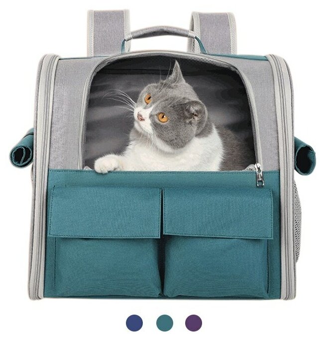 Рюкзак-тележка для путешествий с животными ZooWell Travel серая с зеленым Comfort - фотография № 6