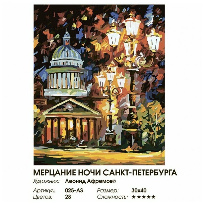 Живопись на холсте Мерцание ночи Санкт-Петербурга,025-AS Белоснежка - фото №8