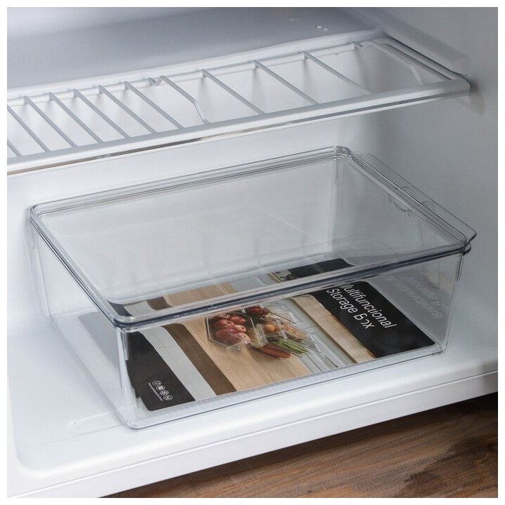Контейнер для холодильника с крышкой и ручкой RICCO, 32×20,5×10 см, цвет прозрачный - фотография № 8