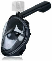Подводная маска для плавания (снорклинга) Free Breath с креплением для экшн-камеры (черная, размер L/XL)