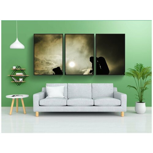 фото Набор модулных постеров для интерьера "силуэты, рюкзак, пешком" 60x90 см. в тубусе, без рамки lotsprints