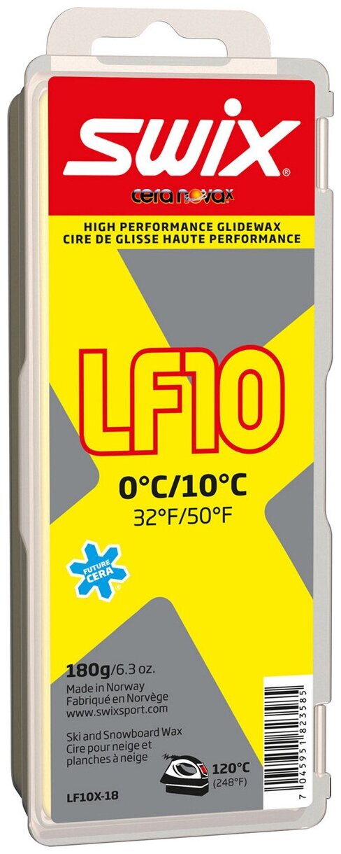 Парафин Swix Yellow 0C / +10C низкофторовый, LF10X-18, желтый, 180 г