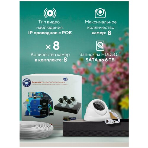 Комплект видеонаблюдения IP 2Мп PS-link KIT-A208IP-POE 8 камер для помещения комплект видеонаблюдения ip 2мп ps link kit a202ip poe 2 камеры для помещения