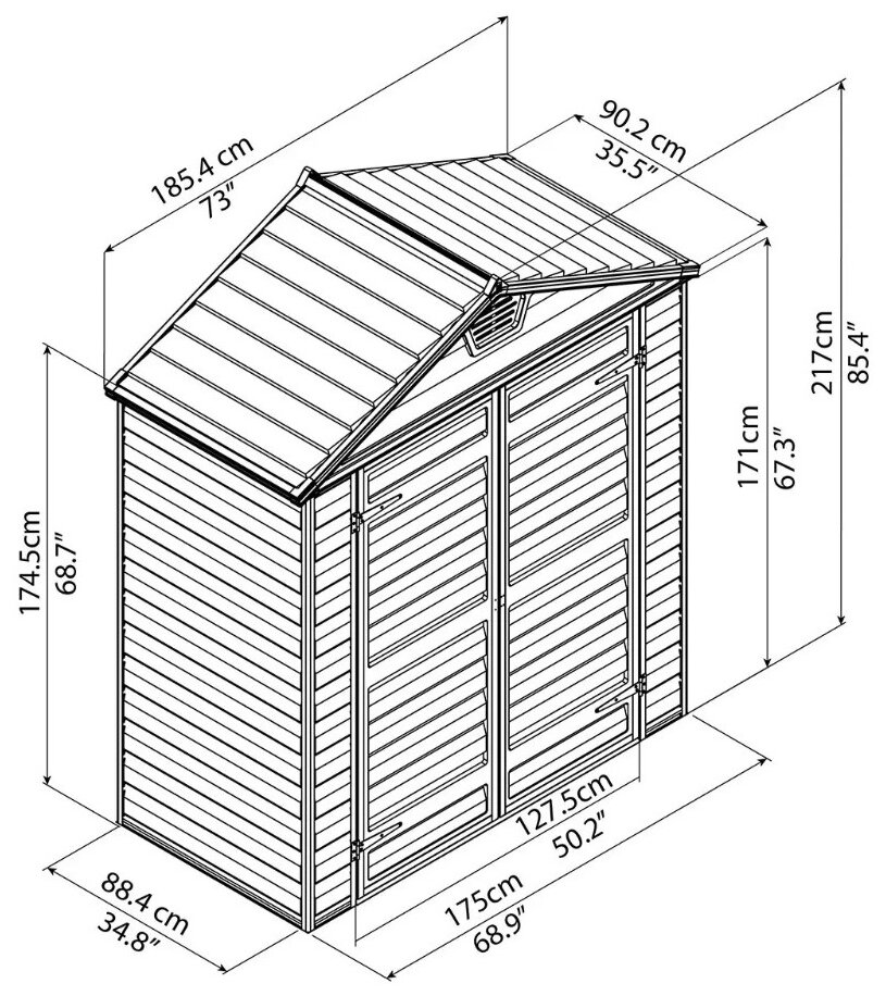 Хоз.блок Palram SKYLIGHT SHED 6*3 (серый) (702918) - фотография № 5