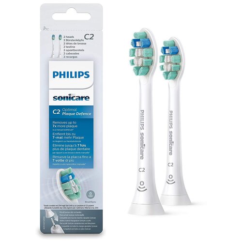 Набор насадок Philips Sonicare C2 Optimal Plaque Defence HX9022/10 для звуковой щетки, белый, 2 шт.