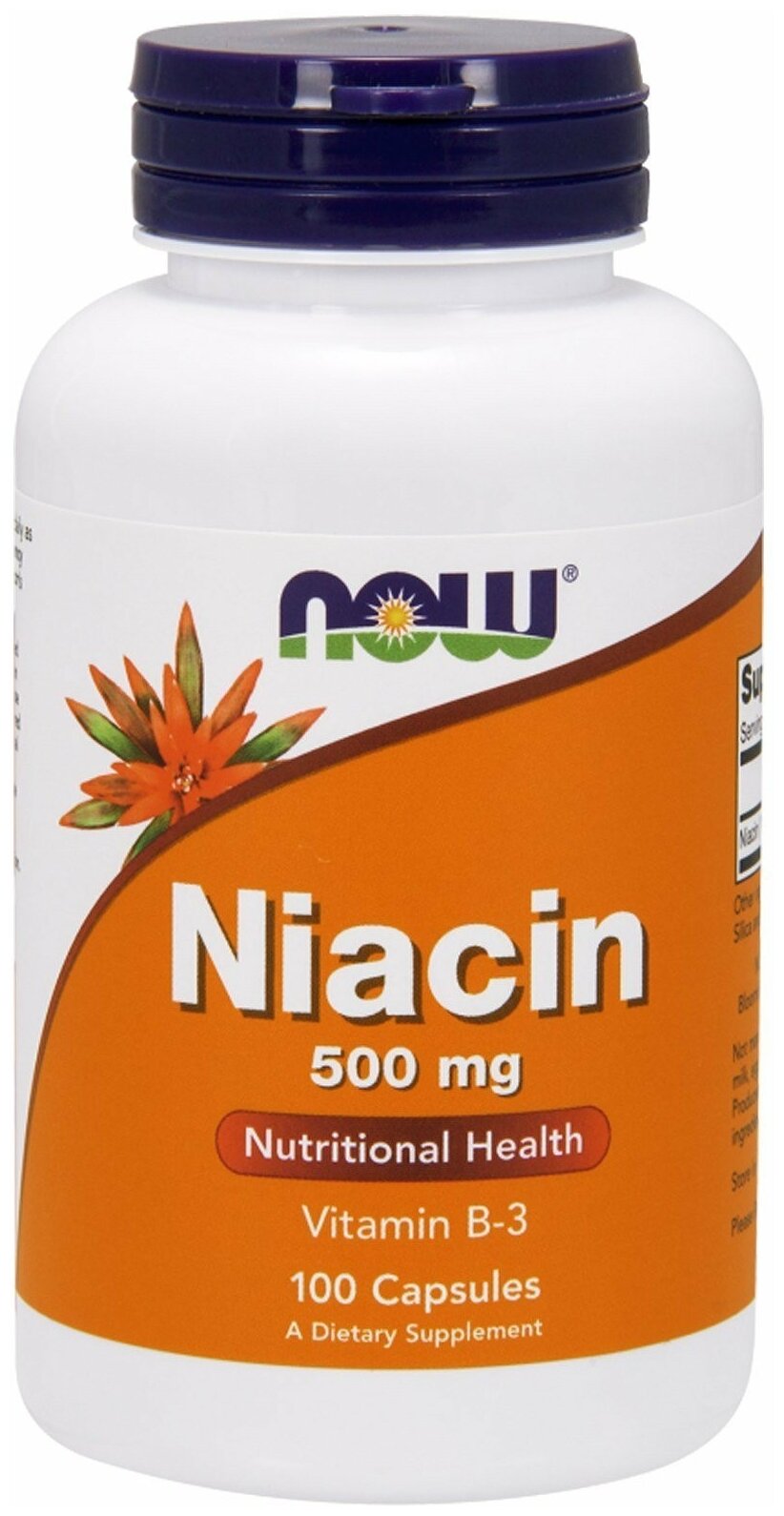 Капсулы NOW Niacin, 90 г, 500 мг, 100 шт.