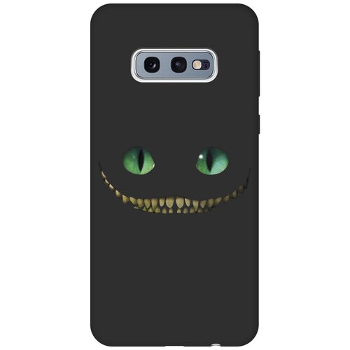 фото Ультратонкая защитная накладка soft touch для samsung galaxy s10e с принтом "улыбка чеширского кота" черная gosso