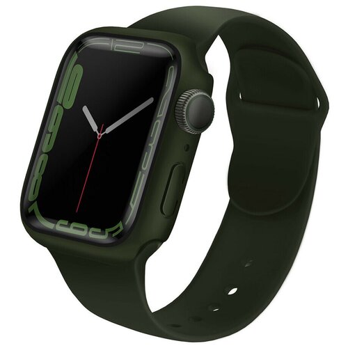 Чехол Uniq Legion + 9H Curved glass для Apple Watch 7 45 мм, цвет Зеленый (45MM-LEGNGRN)