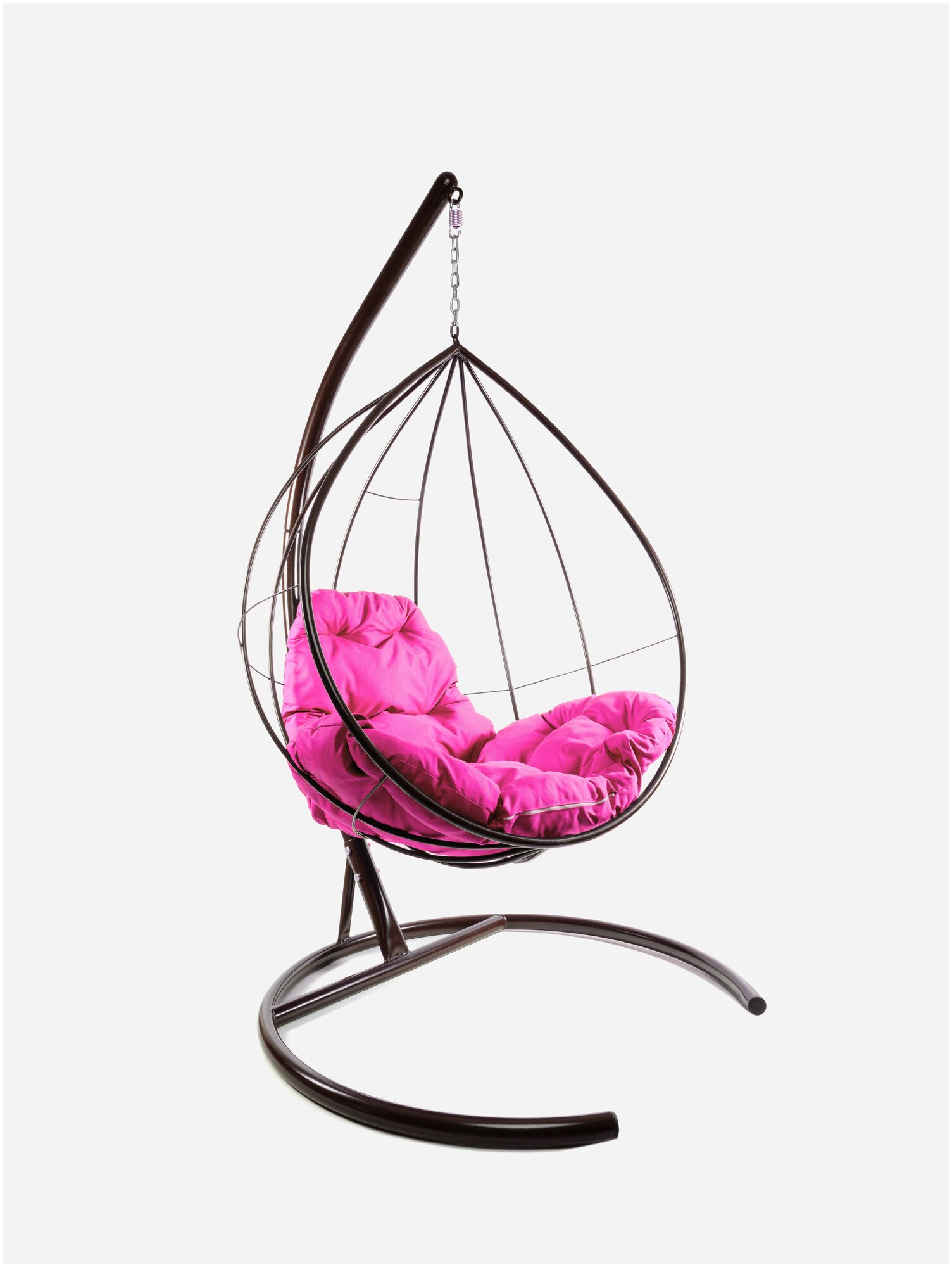 Подвесное кресло m-group капля без ротанга коричневое, розовая подушка - фотография № 5