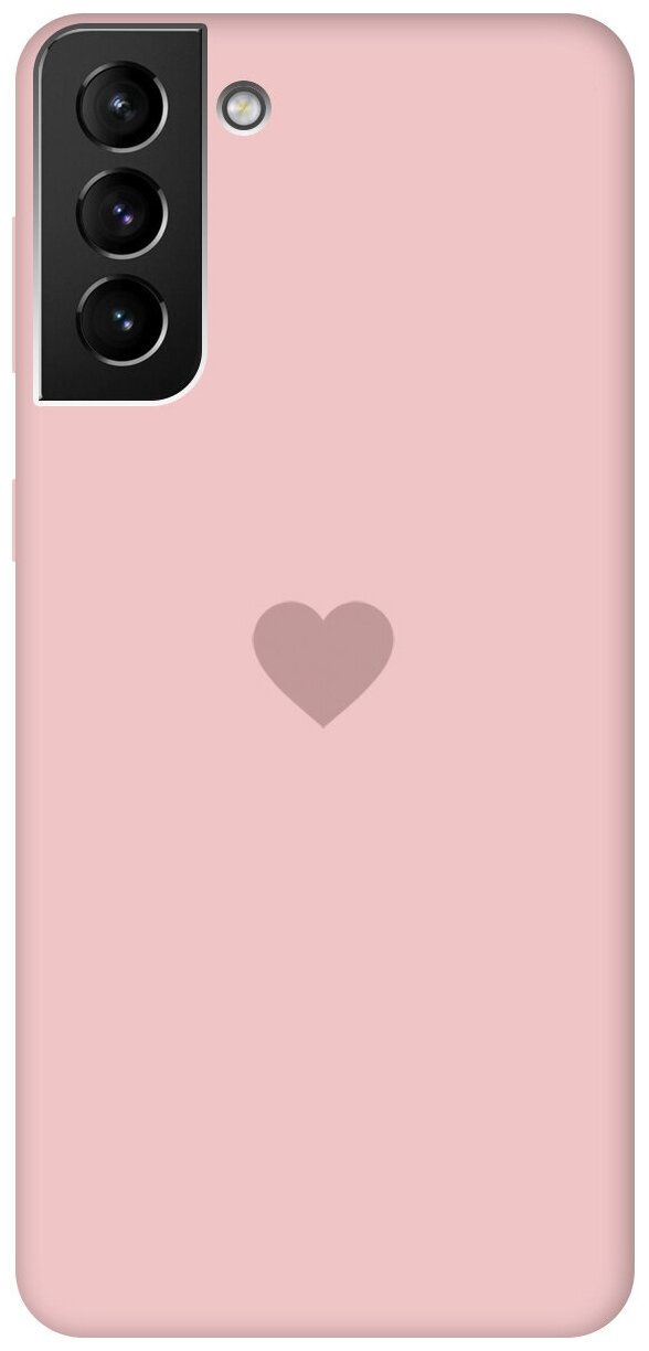 Силиконовая чехол-накладка Silky Touch для Samsung Galaxy S21 Plus с принтом "Heart" розовая