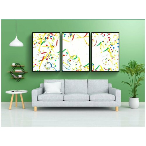 фото Набор модулных постеров для интерьера "стример, конфетти, украшение" 60x90 см. в тубусе, без рамки lotsprints