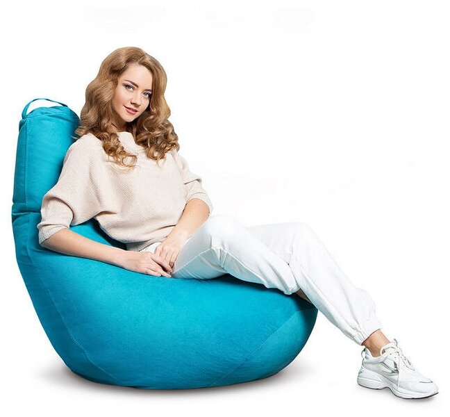 MyPuff кресло-мешок Груша, размер XXXL-Стандарт, мебельный велюр, бирюза - фотография № 2