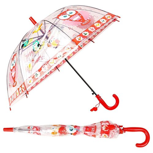 Детский зонт Рыжий кот прозрачный, купол, 