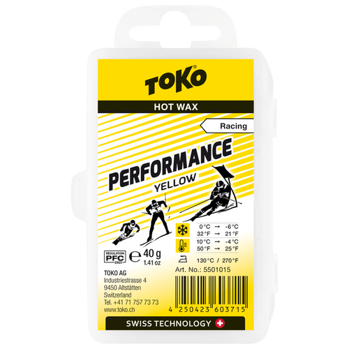 Парафин низкофтористый Toko Performance yellow (0°С -6°С) 40 г. парафин углеводородный toko performance blue 9°с 30°с 40 г