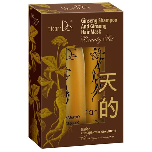 TianDe Набор с экстрактом женьшеня: шампунь и маска (220 + 100 г)