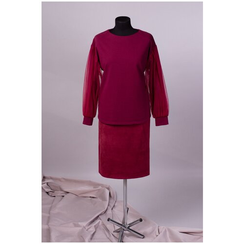 Блуза  Mila Bezgerts, однотонная, размер 102, красный