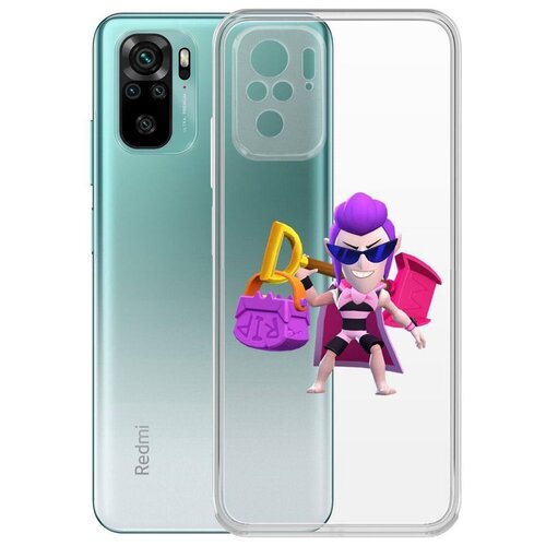 Чехол-накладка Krutoff Clear Case Brawl Stars-Пляжный Мортис для Xiaomi Redmi Note 10/ Note 10S чехол накладка krutoff soft case brawl stars оборотень леон для xiaomi redmi note 12 черный