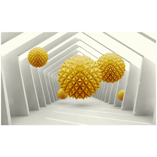 Фотообои Уютная стена Желтые текстурные шары 450х270 см Бесшовные Премиум (единым полотном)